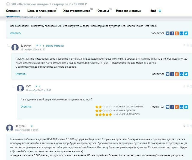 На фото — скриншот с комментариями сайта novostroy.su