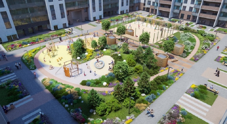 На фото — проект общественного арт-пространства в ЖК Svetlana Park