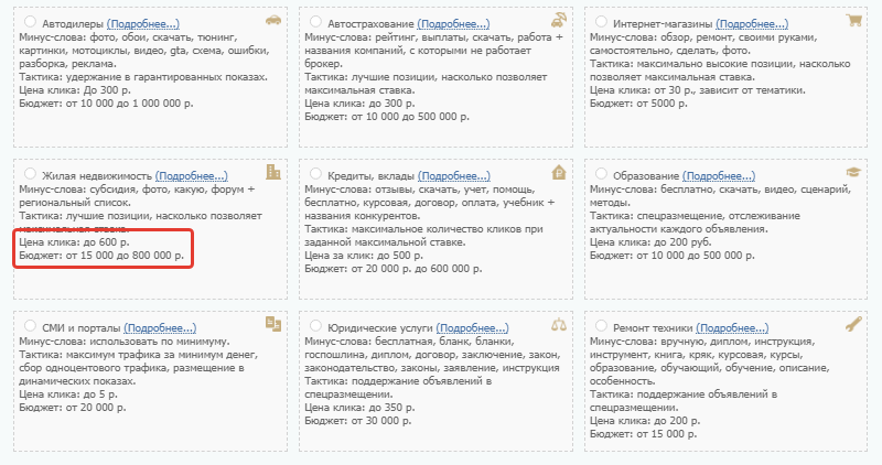 На фото — скриншот из системы управления контекстной рекламы